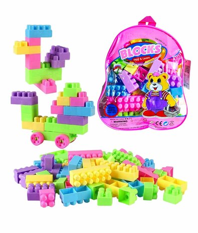 Toy Blocks - Building Blocks with Backpack - 50+ Pieces