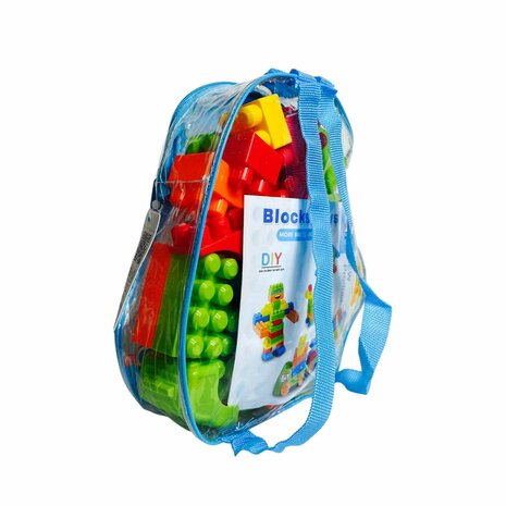 Speelgoedblokken - Bouwstenen met rugtas - 50+ stuks blauw