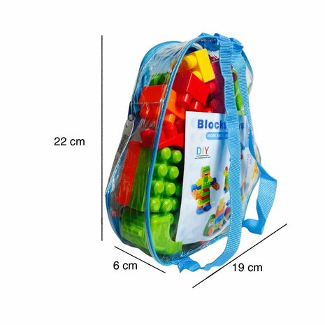 Speelgoedblokken - Bouwstenen met rugtas - 50+ stuks blauw