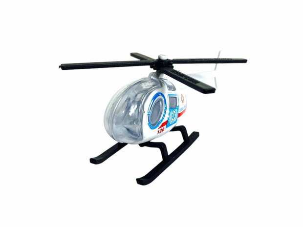 Vrachtwagen Ambulance + auto en helikopter - DIE-CAST - autotransporter + 2 mini auto&#039;s 3in1