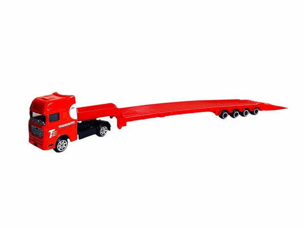 DIE-CAST - Vrachtwagen brandweerauto&#039;s - autotransporter + 2 mini auto&#039;s 3in1