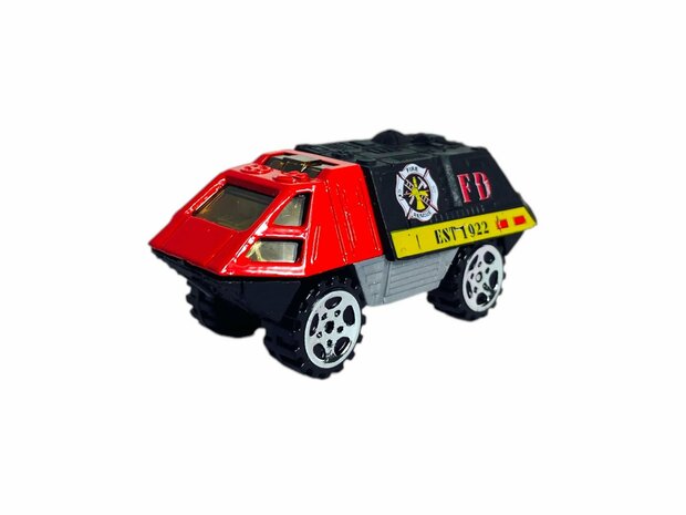 DIE-CAST - Vrachtwagen brandweerauto&#039;s - autotransporter + 2 mini auto&#039;s 3in1