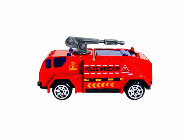 DIE-CAST - Vrachtwagen brandweerauto&#039;s - autotransporter + 2 mini auto&#039;s 3in1