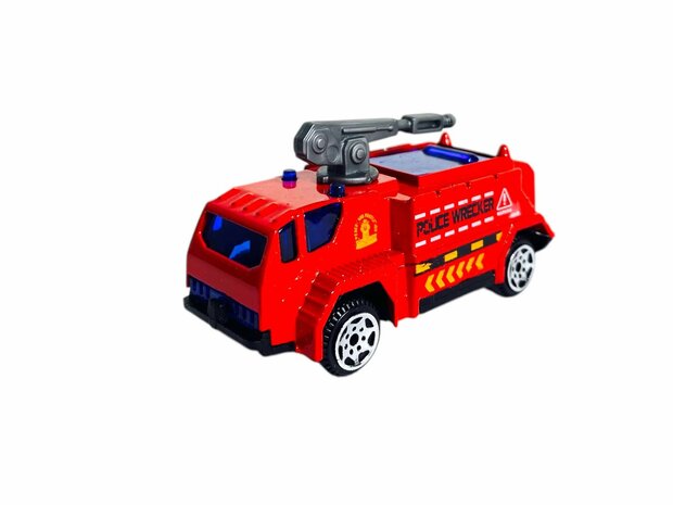 DIE-CAST - Vrachtwagen brandweerauto&#039;s - autotransporter + 2 mini auto&#039;s 3in1