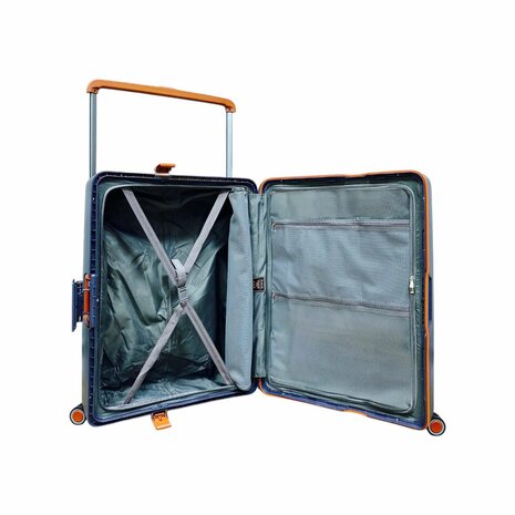 Hardcase kofferset staalblauw - 3 stuks - TSA Slot - brede handgreep ( Bubule )