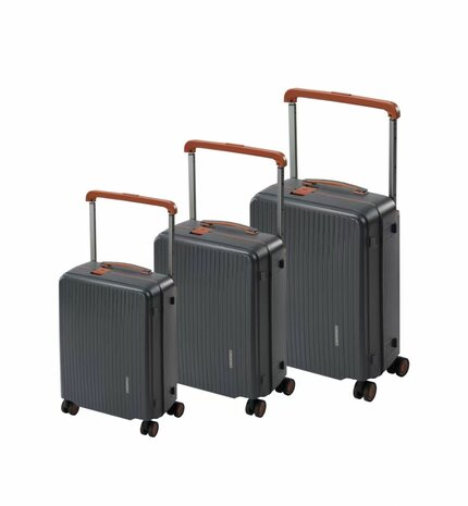 Hardcase kofferset staalblauw - 3 stuks - TSA Slot - brede handgreep ( Bubule )