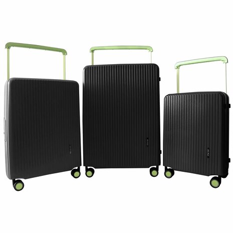 Hardcase kofferset zwart - 3 stuks - TSA Slot - brede handgreep ( Bubule )