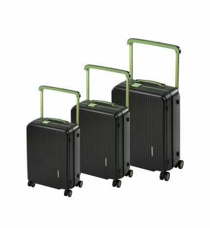 Hardcase kofferset zwart - 3 stuks - TSA Slot - brede handgreep ( Bubule )