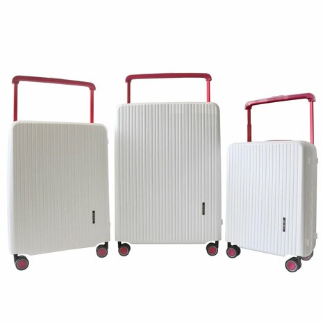 Hardcase kofferset wit - 3 stuks - TSA Slot - brede handgreep ( Bubule )