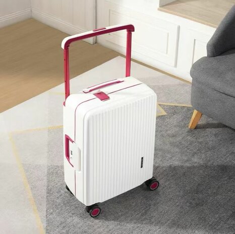 Hardcase kofferset wit - 3 stuks - TSA Slot - brede handgreep ( Bubule )