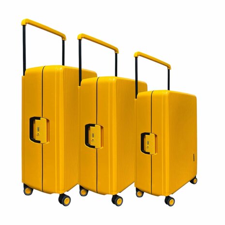 Hardcase kofferset Oranje - 3 stuks - TSA Slot - brede handgreep ( Bubule )