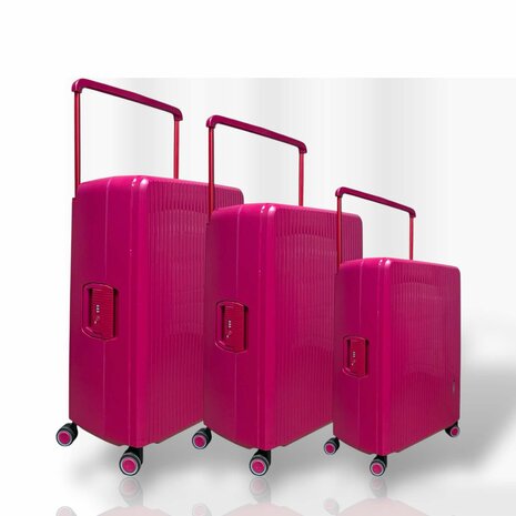 Hardcase kofferset ZL-3 Donker roze - 3 stuks - TSA Slot - brede handgreep ( Bubule )