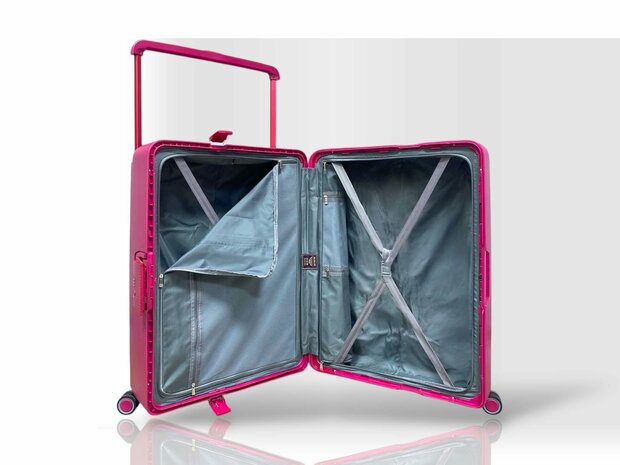 Hardcase kofferset ZL-3 Donker roze - 3 stuks - TSA Slot - brede handgreep ( Bubule )