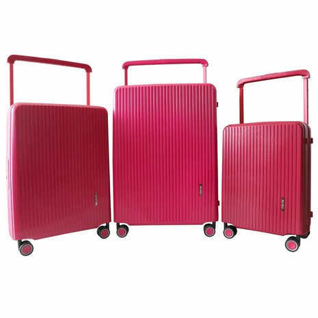 Hardcase kofferset ZL-3 Donker roze - 3 stuks - TSA Slot - brede handgreep ( Bubule )