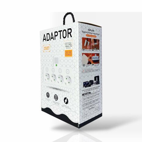 Stekkerdoos met 3 stopcontacten, 2 USB-poorten + 1 USB-C - 2500W - EU