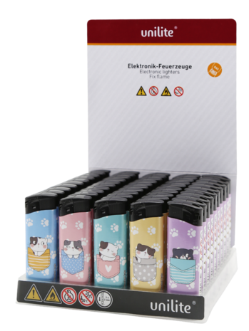 Aanstekers Pocket Cats &ndash; Schattige  katten print - Fix Flame Aanstekers 50 stuks per tray 