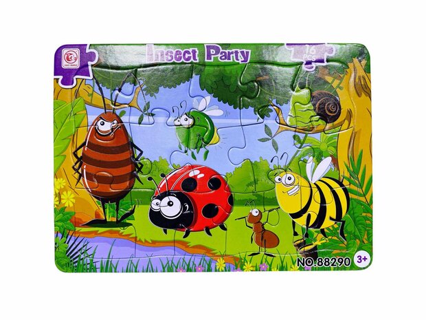Educatieve puzzel Insecten legpuzzel 16 stukjes