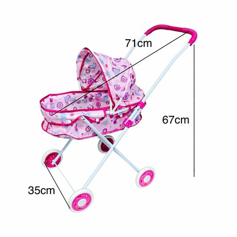 Poppenwagen speelgoed - baby kar - 42x34x69cm Roze