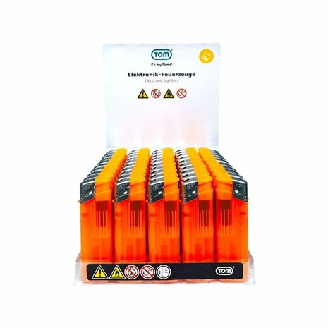 Briquets &eacute;lectriques - Orange Transparent 50 pi&egrave;ces - R&eacute;glables et rechargeables - Imprimables