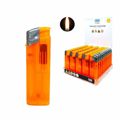 Briquets &eacute;lectriques - Orange Transparent 50 pi&egrave;ces - R&eacute;glables et rechargeables - Imprimables