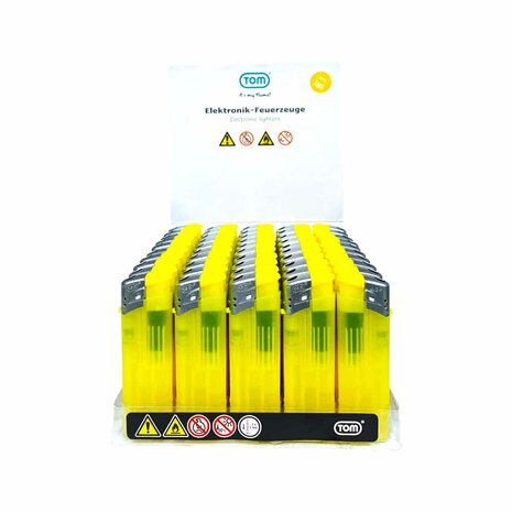 Electric Lighters - Yellow Transparent 50 pcs - Adjustable &amp; Refillable - Printable