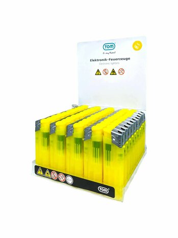 Electric Lighters - Yellow Transparent 50 pcs - Adjustable &amp; Refillable - Printable