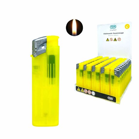 Electric Lighters - Yellow Transparent 50 pcs - Adjustable &amp; Refillable - Printable