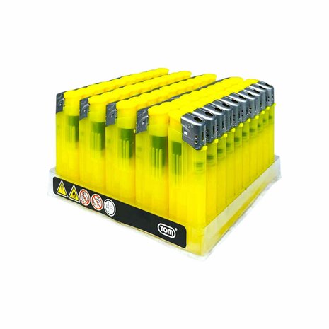 Electric Lighters - Yellow Transparent 50 pcs - Adjustable &amp; Refillable - Printable