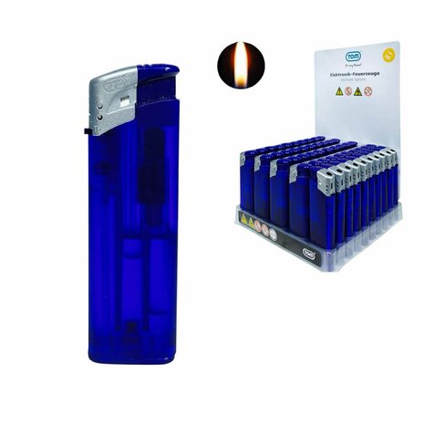 Briquets &eacute;lectriques - Bleu fonc&eacute; transparent 50 pi&egrave;ces - R&eacute;glables et rechargeables - Imprimables