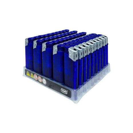 Briquets &eacute;lectriques - Bleu fonc&eacute; transparent 50 pi&egrave;ces - R&eacute;glables et rechargeables - Imprimables