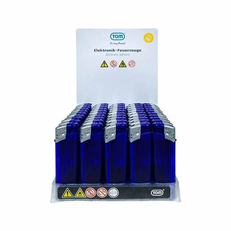 Briquets &eacute;lectriques - Bleu fonc&eacute; transparent 50 pi&egrave;ces - R&eacute;glables et rechargeables - Imprimables