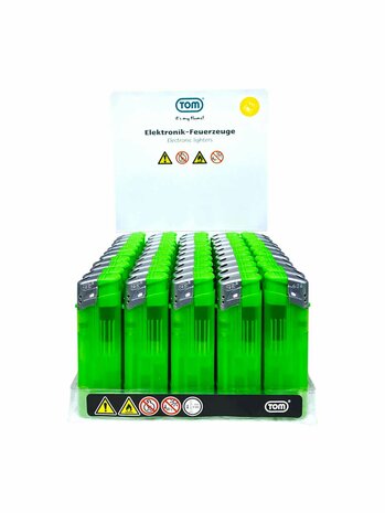 Electric Lighters - Light Green Transparent 50 pcs - Adjustable &amp; Refillable - Printable
