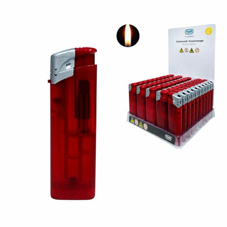 Briquets &eacute;lectriques - Rouge transparent 50 pi&egrave;ces - R&eacute;glables et rechargeables - Imprimables