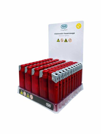 Briquets &eacute;lectriques - Rouge transparent 50 pi&egrave;ces - R&eacute;glables et rechargeables - Imprimables