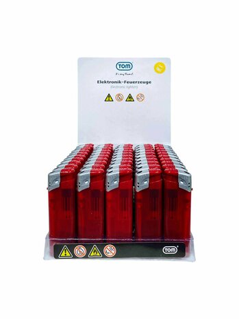 Briquets &eacute;lectriques - Rouge transparent 50 pi&egrave;ces - R&eacute;glables et rechargeables - Imprimables