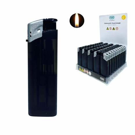 Electric Lighters - Black Transparent 50 pcs - Adjustable &amp; Refillable - Printable