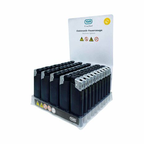 Electric Lighters - Black Transparent 50 pcs - Adjustable &amp; Refillable - Printable