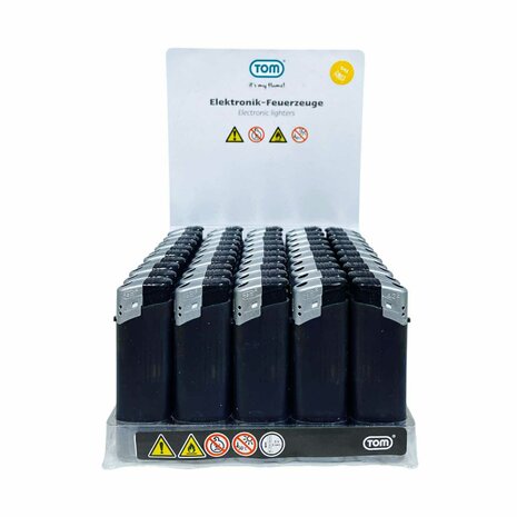 Electric Lighters - Black Transparent 50 pcs - Adjustable &amp; Refillable - Printable