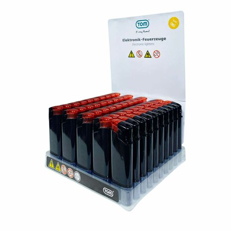 Elektrische Aanstekers - TC Rood - Zwart - 50 stuks - Verstelbare &amp; navulbaar - Bedrukbaar 