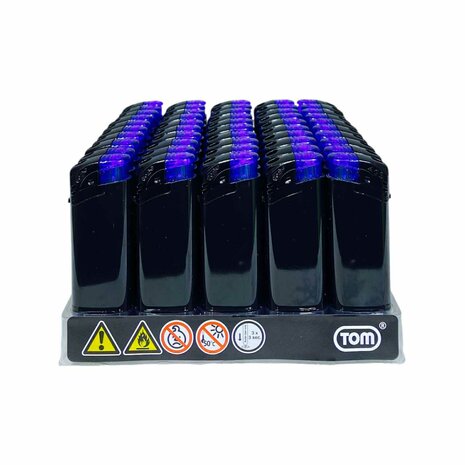 Elektrische Aanstekers - TC Blue - Zwart - 50 stuks - Verstelbare &amp; navulbaar - Bedrukbaar 