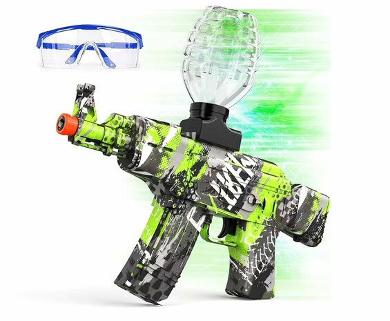 Gel Blaster AK47 Groen- Luminous Silencer met Led licht - compleet set - oplaadbaar - 45 cm 