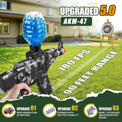 Gel Blaster AK47 Army - Luminous Silencer met Led licht - compleet set - oplaadbaar - 45 cm 