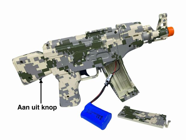 Gel Blaster AK47 Army - Luminous Silencer met Led licht - compleet set - oplaadbaar - 45 cm 
