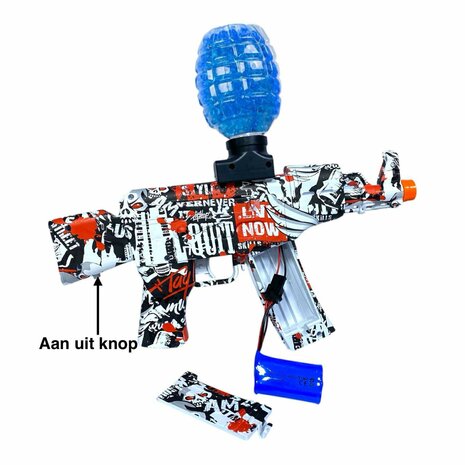 Gel Blaster AK47 Rood - Luminous Silencer met Led licht - compleet set - oplaadbaar - 45 cm 