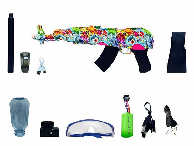Shooting Elite Gel Blaster - Luminous Silencer - AK 47 Led Light - compleet set - Oplaadbaar - 74CM
