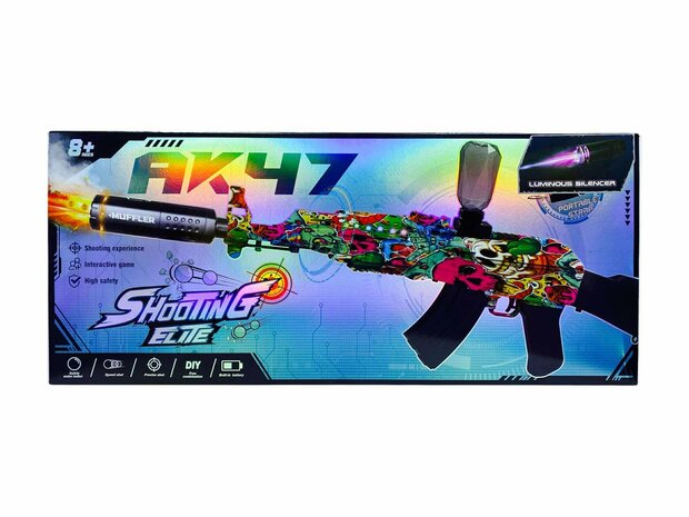 Shooting Elite Gel Blaster - Luminous Silencer - AK 47 Led Light - compleet set - Oplaadbaar - 74CM