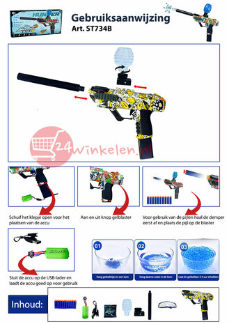 Shooting Elite Gelblaster 2in1 - HUNTER- LED LIGHT - gelballetjes + pijlen - 5000 balletjes - Oplaadbaar - 42.5 CM G