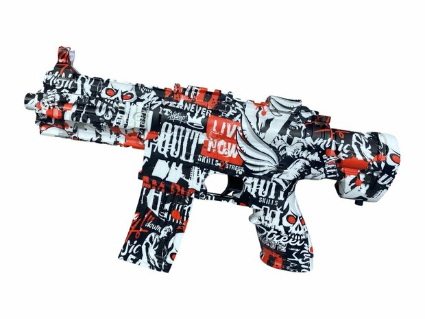 Gel Blaster- Elektrische pistool - Red Graffiti - compleet set incl. gel ballen - oplaadbaar - 48CM