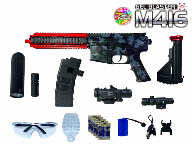 Gel Blaster - M16 - Luminous Silencer - LED Light - incl. gelballetjes - compleet set - oplaadbaar - 78CM