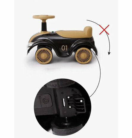 Kinderen Loopauto met muziek en lichtjes - Classic Luxury Retro Car - 55CM - mix